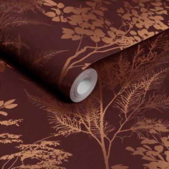 vlies tapeta modern luxus bordo indak levelek fenyes motivomok fa palmalevel.jpg